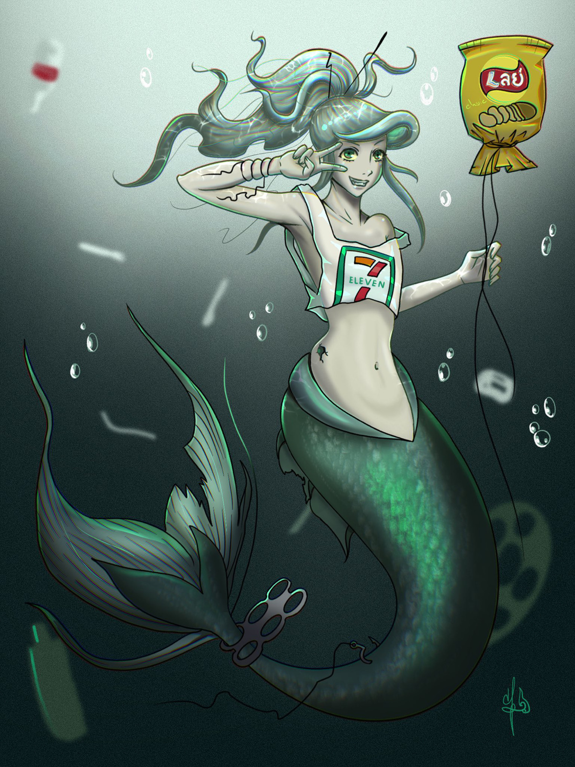 垃圾堆裡的小美人魚 - 同人圖31 - 1